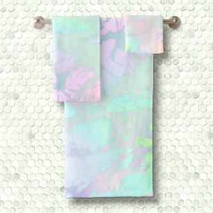 Rainbow Neon Iridescent Metallic Glitter Marble Bad Handdoek