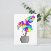 Rainbow Neon Monstera | Kleurrijk Planten Briefkaa Briefkaart (Staand voorkant)