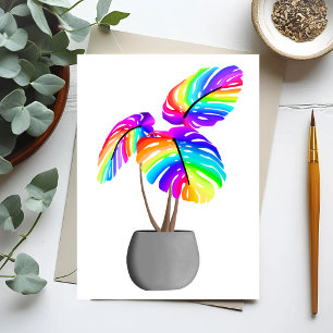 Rainbow Neon Monstera   Kleurrijk Planten Briefkaa Briefkaart