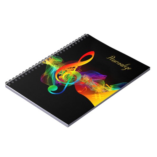 Rainbow Neon Music Note Journal Spiral Notitieboek (Linkerzijde)