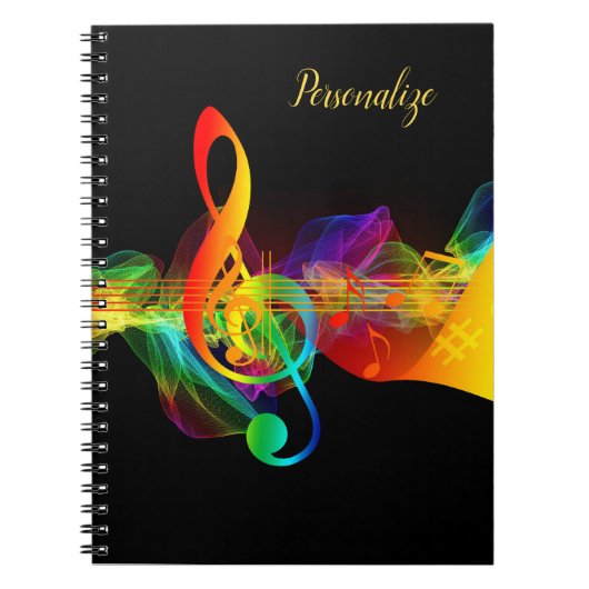 Rainbow Neon Music Note Journal Spiral Notitieboek (Voorkant)