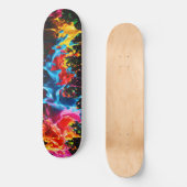 Rainbow Neon Paint Splash Skateboard Design (Voorkant)