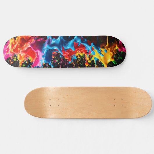 Rainbow Neon Paint Splash Skateboard Design (Horizontaal)