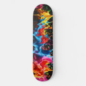 Rainbow Neon Paint Splash Skateboard Design (Voorkant)
