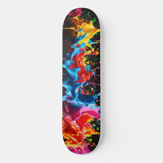 Rainbow Neon Paint Splash Skateboard Design (Voorkant)