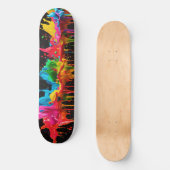 Rainbow Neon Paint Splash Skateboard Design (Voorkant)