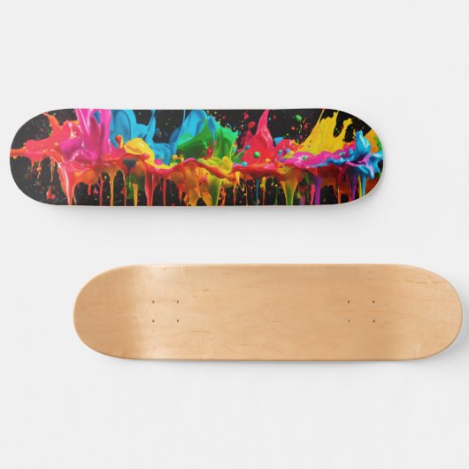 Rainbow Neon Paint Splash Skateboard Design (Horizontaal)