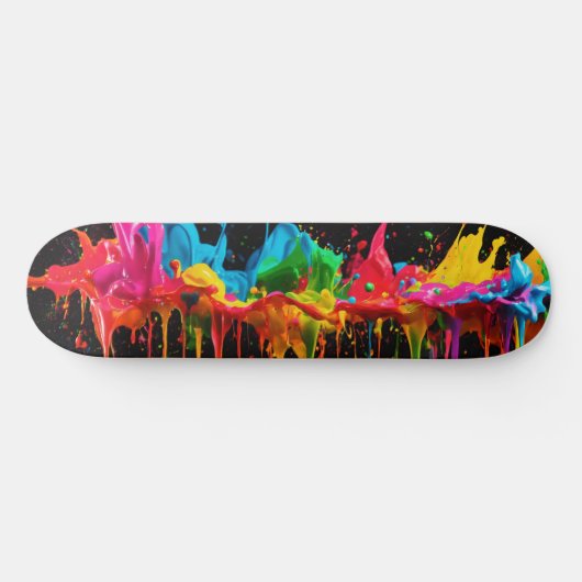 Rainbow Neon Paint Splash Skateboard Design (Horizontaal)