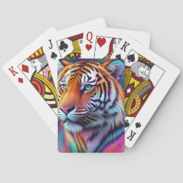 Rainbow Neon Psychedelic Tiger Digital Painting  Pokerkaarten