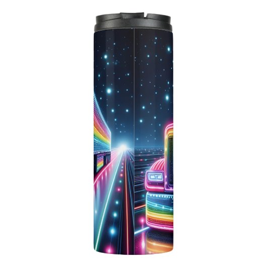 Rainbow Neon Semi Truck Space Thermosbeker (Achterkant)