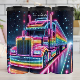 Rainbow Neon Semi Truck Space Thermosbeker