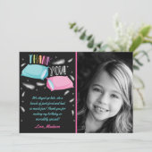 Rainbow Neon Slumber Party Birthday Foto Bedankkaart (Staand voorkant)