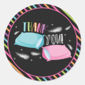 Rainbow Neon Slumber Party Sluepover Dank u Ronde Sticker (Voorkant)