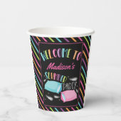 Rainbow Neon Slumber Party Sluepover Persoonlijk Papieren Bekers (Achterkant)