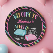 Rainbow Neon Slumber Party Sluepover Persoonlijk Papieren Bordje