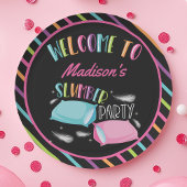 Rainbow Neon Slumber Party Sluepover Persoonlijk Papieren Bordje