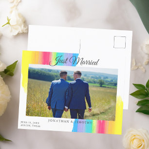 Rainbow Net gehuwde Pas getrouwd Foto Chic Wedding Aankondigingskaart