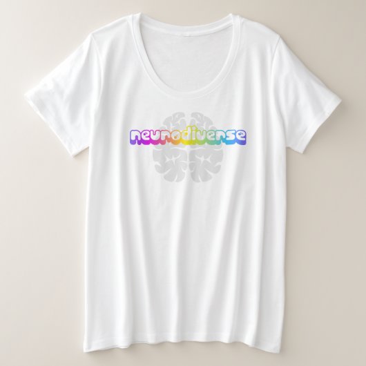 Rainbow Neurodiverse, voor dames plus geestelijke  Grote Maat T-shirt (Design voorkant)