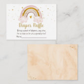Rainbow Neutral Gold Baby shower Diaper Raffle Informatiekaartje (Voorkant / Achterkant)