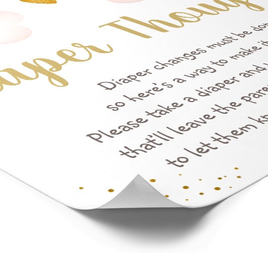 Rainbow Neutral Gold Baby shower Diaper Thoughts Poster (Hoek)