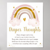 Rainbow Neutral Gold Baby shower Diaper Thoughts Poster (Voorkant)