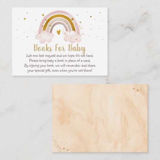 Rainbow Neutral Gold Pastel Baby Book Request Informatiekaartje (Voorkant / Achterkant)