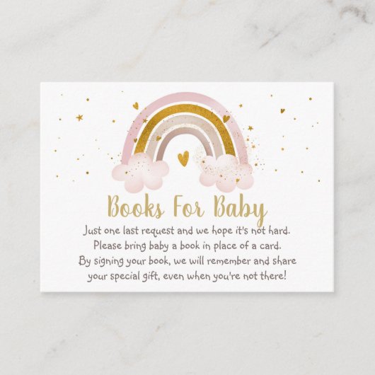 Rainbow Neutral Gold Pastel Baby Book Request Informatiekaartje (Voorkant)