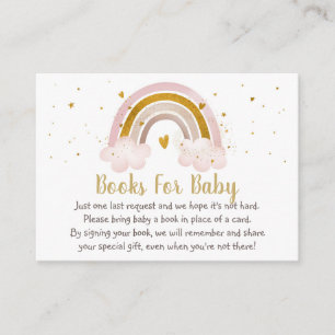 Rainbow Neutral Gold Pastel Baby Book Request Informatiekaartje