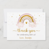 Rainbow Neutral Gold Pastel Baby shower Bedankt (Voorkant)