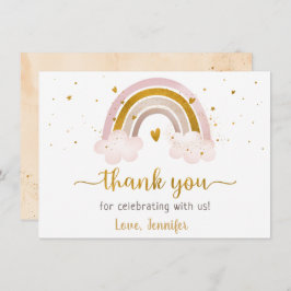 Rainbow Neutral Gold Pastel Baby shower Bedankt