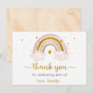 Rainbow Neutral Gold Pastel Baby shower Bedankt