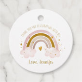 Rainbow Neutral Gold Pastel Baby shower Bedankt Bedankjes Labels (Voorkant)