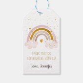 Rainbow Neutral Gold Pastel Baby shower Bedankt Cadeaulabel (Voorkant)