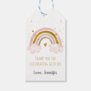 Rainbow Neutral Gold Pastel Baby shower Bedankt Cadeaulabel