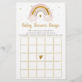 Rainbow Neutral Gold Pastel Baby shower Bingo Game (Voorkant)