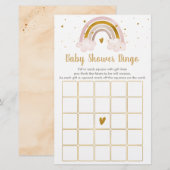 Rainbow Neutral Gold Pastel Baby shower Bingo Game (Voorkant / Achterkant)