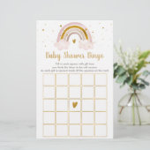 Rainbow Neutral Gold Pastel Baby shower Bingo Game (Staand voorkant)