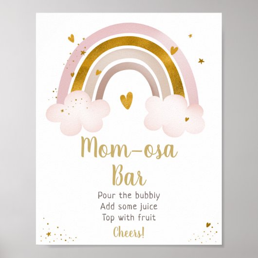 Rainbow Neutral Gold Pastel Baby shower Mimosa Bar Poster (Voorkant)