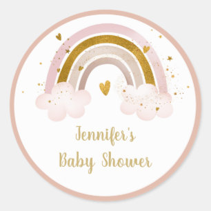 Rainbow Neutral Gold Pastel Baby shower Ronde Sticker