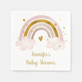 Rainbow Neutral Gold Pastel Baby shower Servet