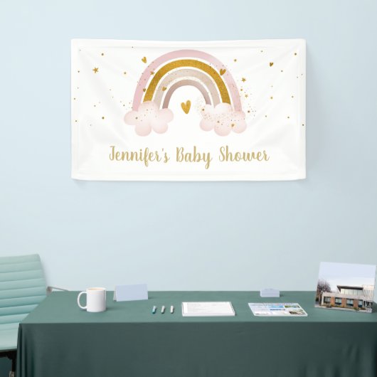 Rainbow Neutral Gold Pastel Baby shower Spandoek (Beurs)