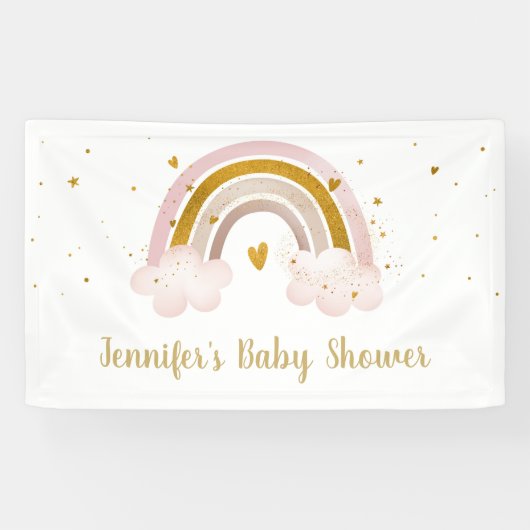 Rainbow Neutral Gold Pastel Baby shower Spandoek (Horizontaal)