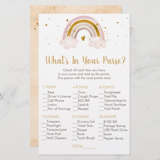 Rainbow Neutral Gold Wat zit er in je Purse Game (Voorkant / Achterkant)