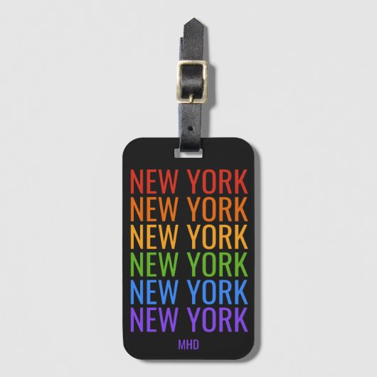 Rainbow NEW YORK aangepast monogram Bagagelabel (Voorkant (verticaal))