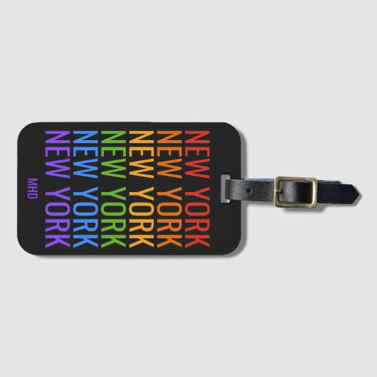 Rainbow NEW YORK aangepast monogram Bagagelabel (Voorkant (horizontaal))