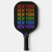 Rainbow NEW YORK aangepast monogram Pickleball Paddle (Voorkant)