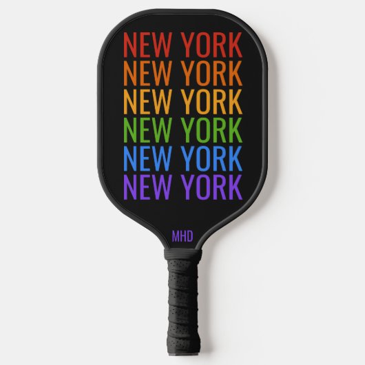 Rainbow NEW YORK aangepast monogram Pickleball Paddle (Voorkant)