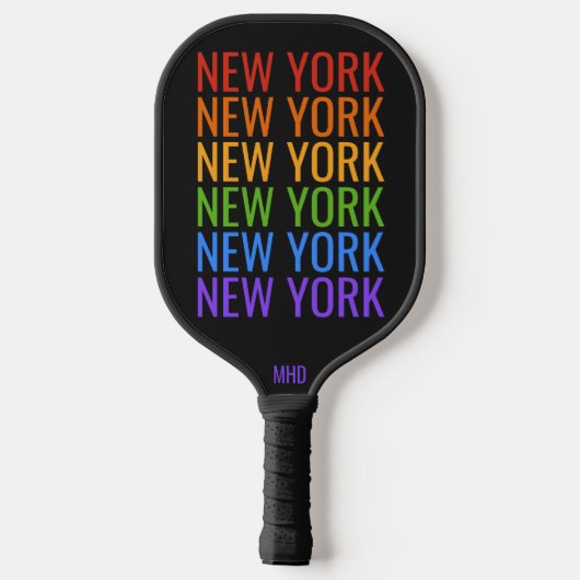 Rainbow NEW YORK aangepast monogram Pickleball Paddle (Achterkant)
