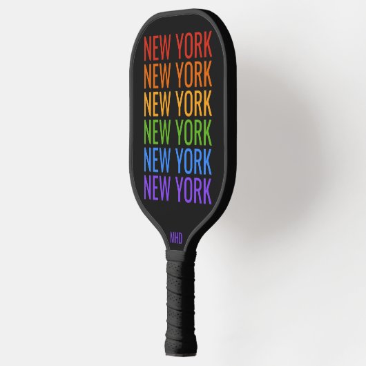 Rainbow NEW YORK aangepast monogram Pickleball Paddle (Links)