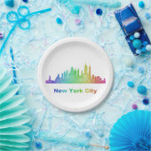 Rainbow New York City skyline Papieren Bordje (Feest)